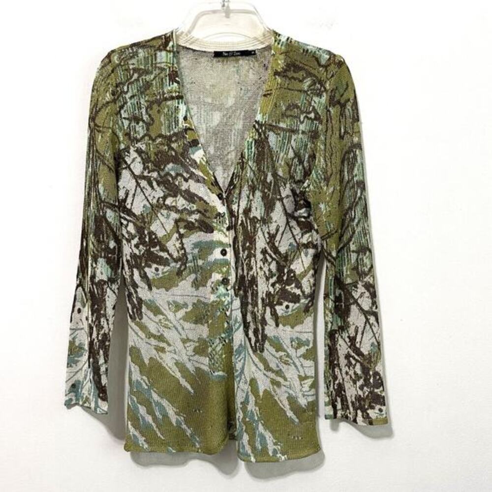 Nic + Zoe Linen‎ Blend Open Knit Cardigan S Branches Long Sleeve Summer Trees